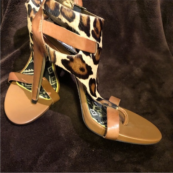 Leopard Print Strappy Heels - Picture 1 of 6